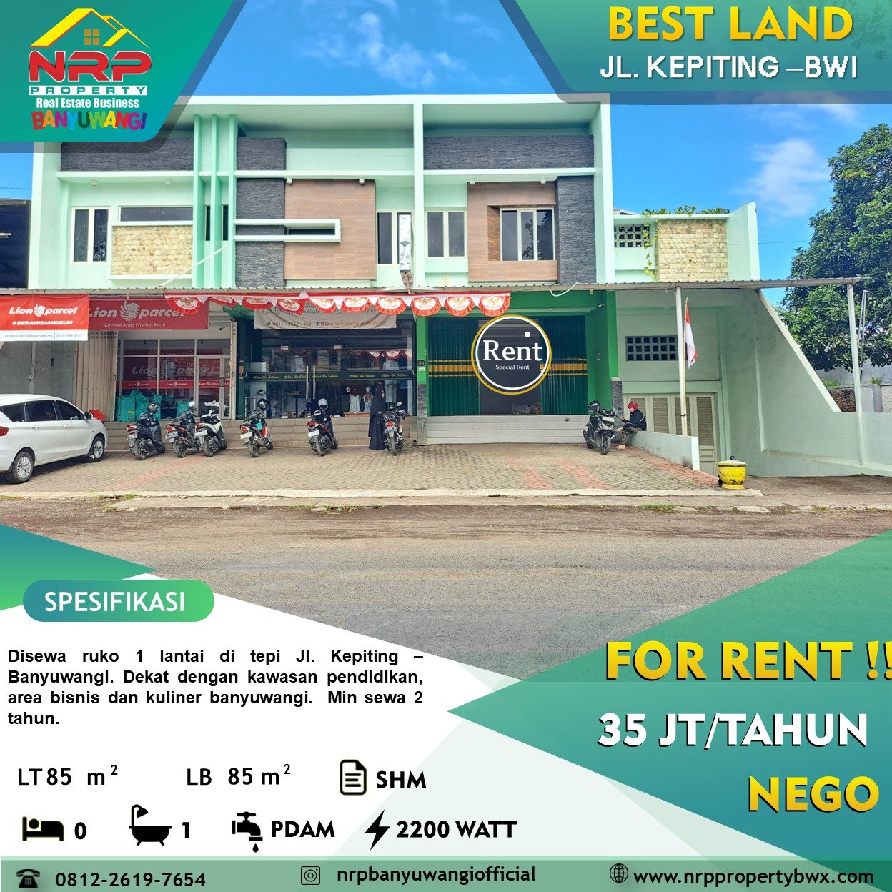 ruko dikontrakkan banyuwangi kota jl kepiting